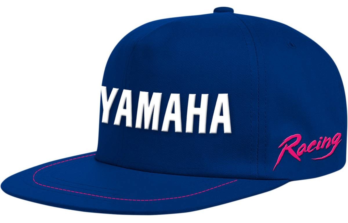 Licensed Yamaha Motosport Racing Flat Bill Snapback Hat Blue