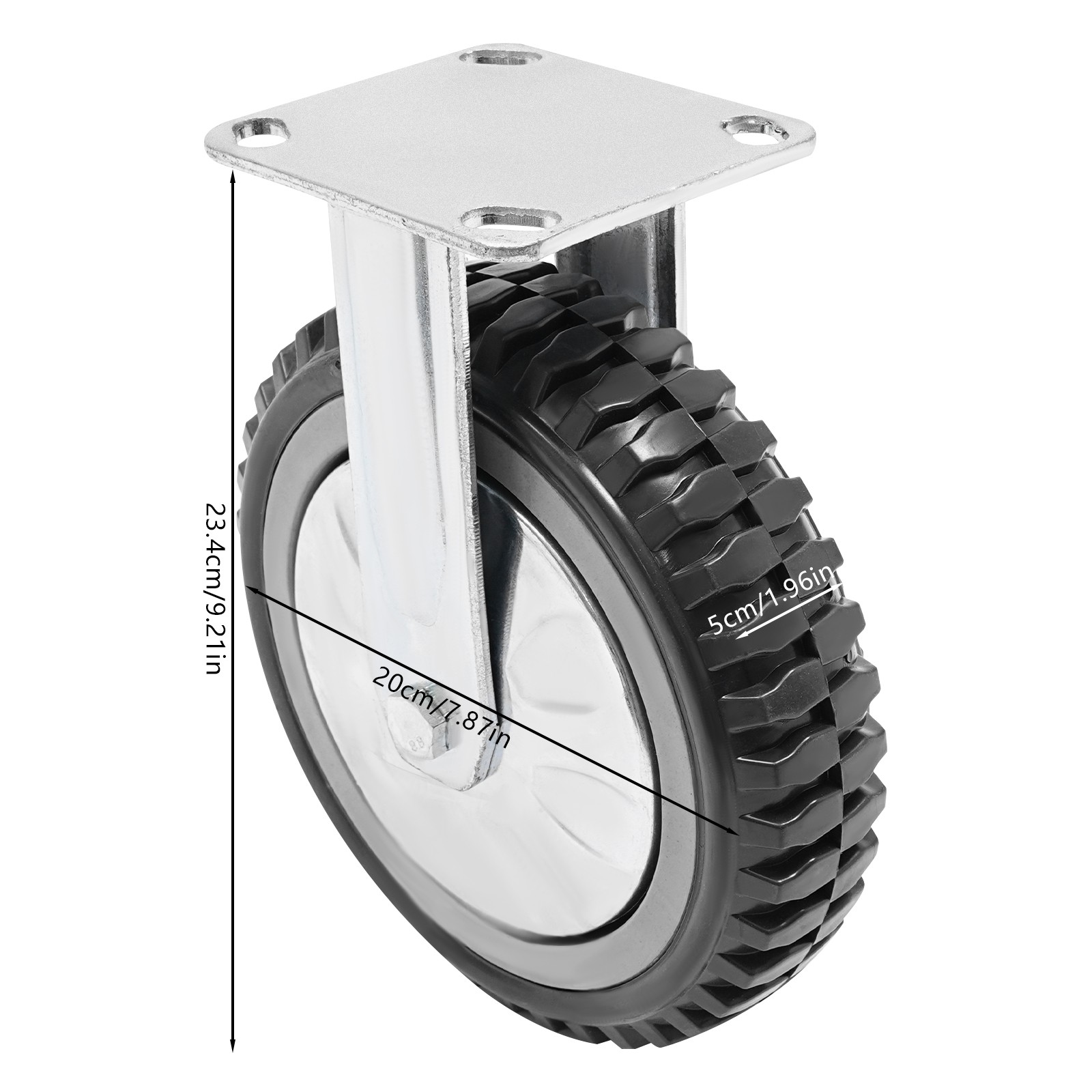 4PCS 8 Inch Dustproof Handling Wheels Fixed+Brake Heavy Duty Solid Caster Wheels