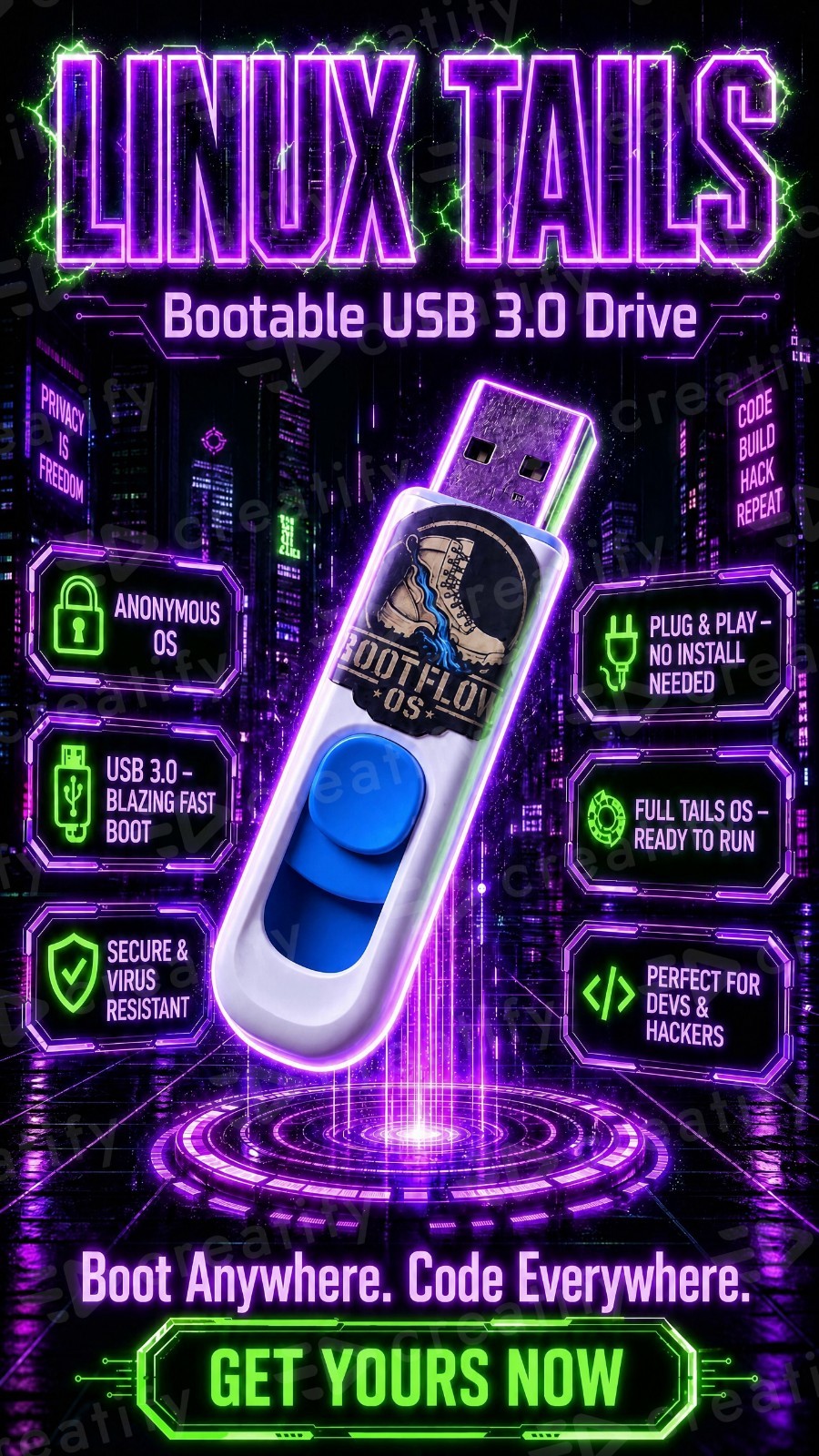 Tails Linux  USB 3.0 Fast Drive Secure Live Bootable Anonymous