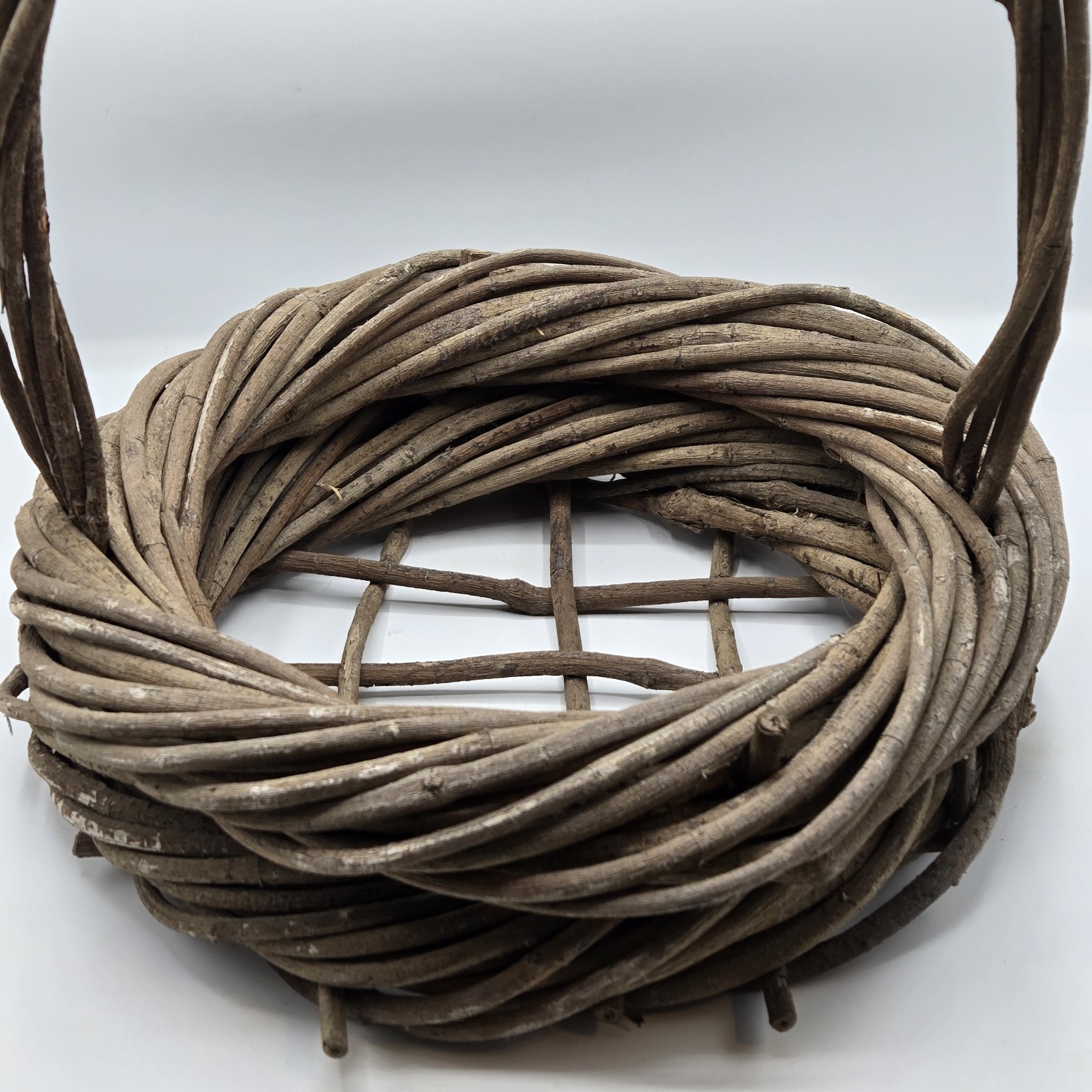 Cottage Core, Primative Grapevine Woven Basket With Handle 11"diameter 12"tall