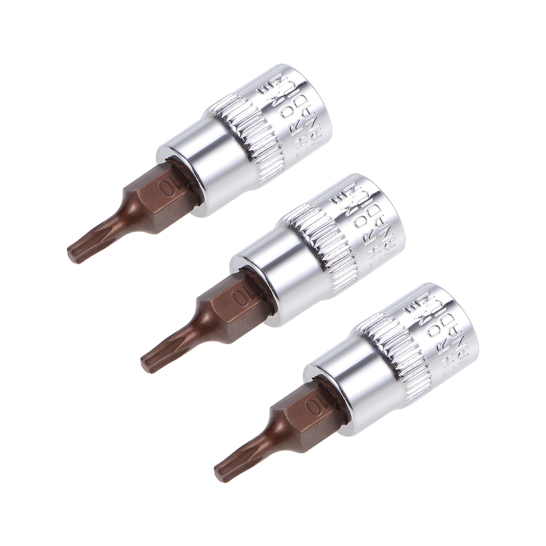 1/4-Inch Drive Bit Socket Torx T10 S2 Steel 38mm Length 3 Pcs