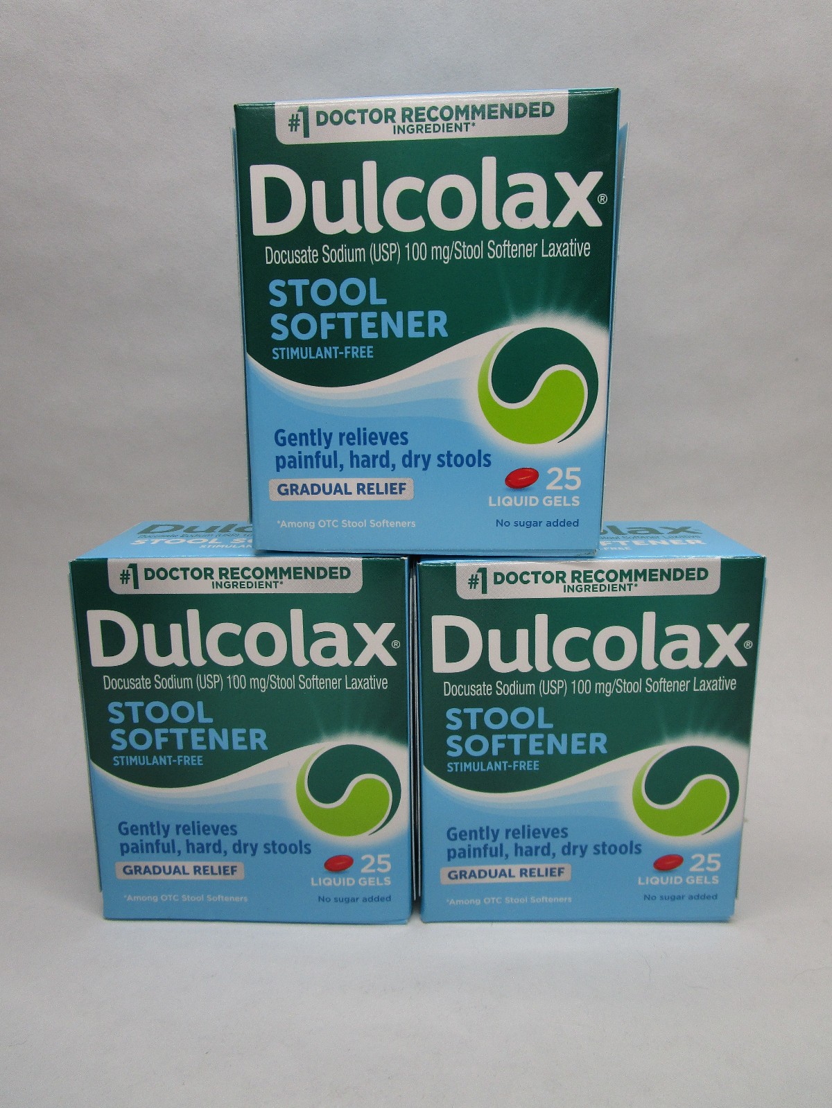 (3) Dulcolax Liquid Gels Stool Softener 25ct Ea. (75) Gradual Relief Exp: 05/27