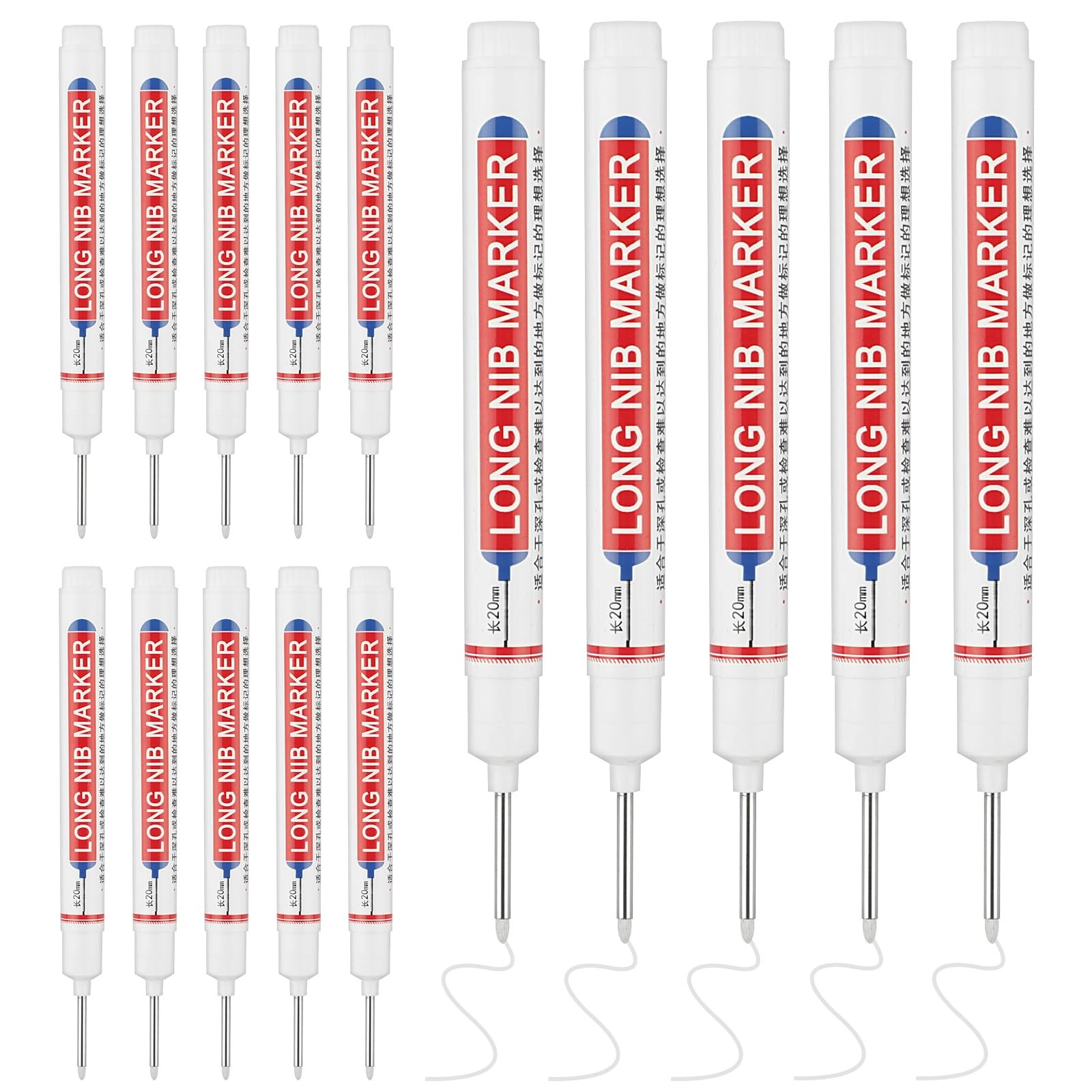 15 Pcs Long Nib Marker, 20 mm Long Head Deep Hole Marker Pens, Fine Nose Tip ...