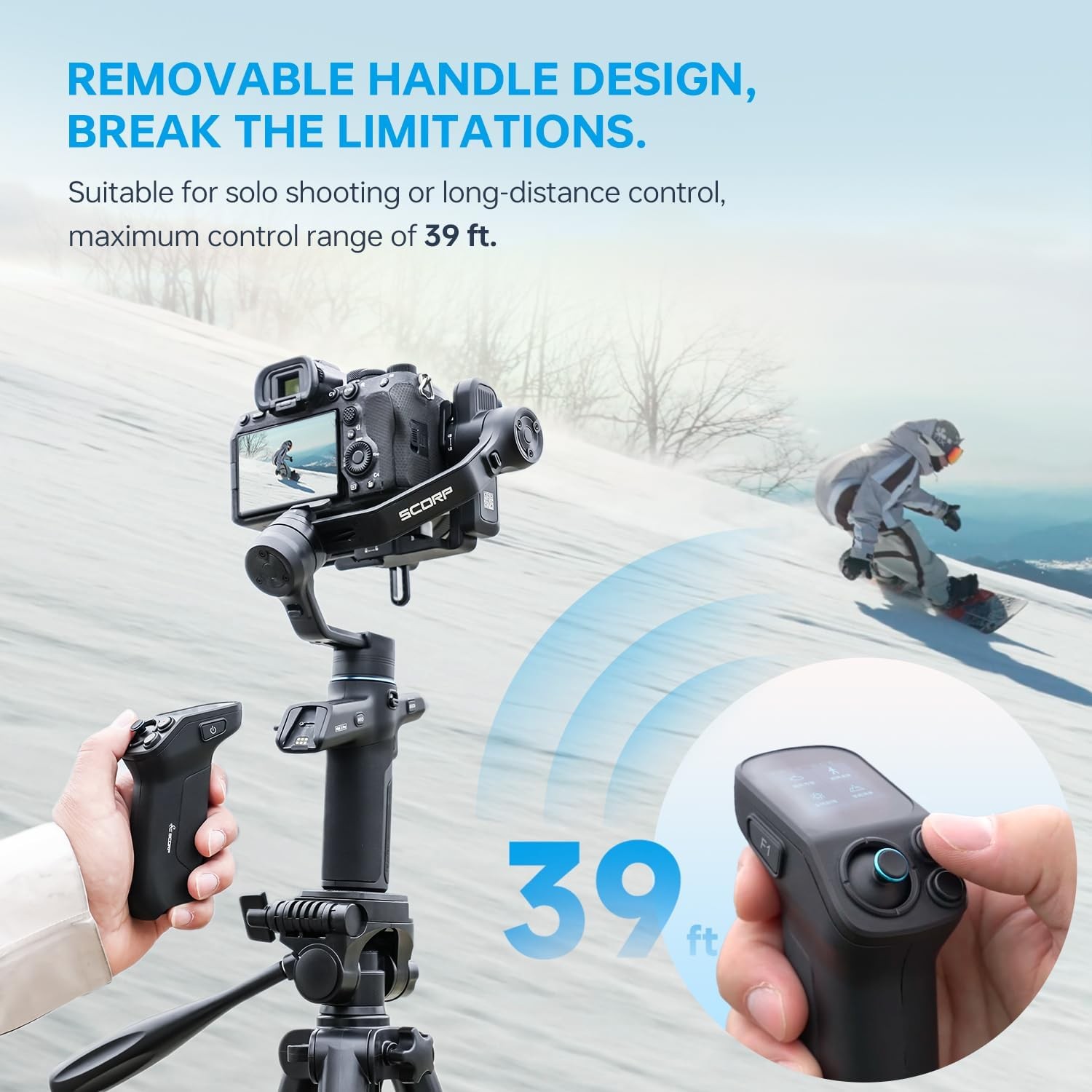 SCORP Mini 3 Pro Gimbal | AI Tracking, Remote Handle for iPhone, Sony ZV Camera