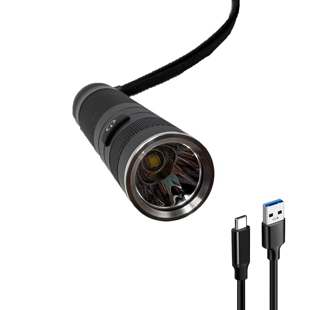 Bright Portable White Flashlight Type-C USB port Rechargeable LED Flashlight