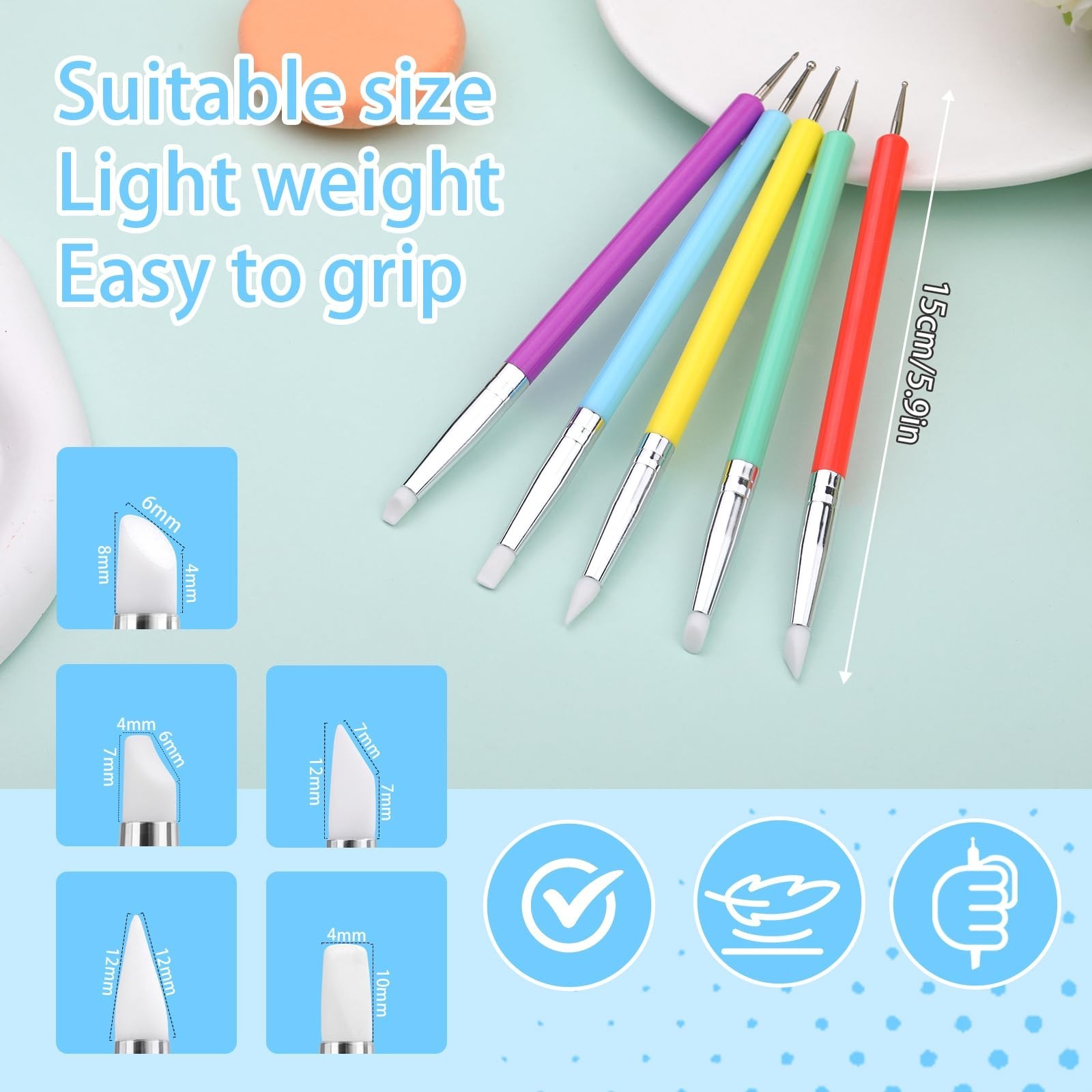 Dotting Tools, Silicone Clay Sculpting Tool, Clay Tools | Polymer Clay Tools,...