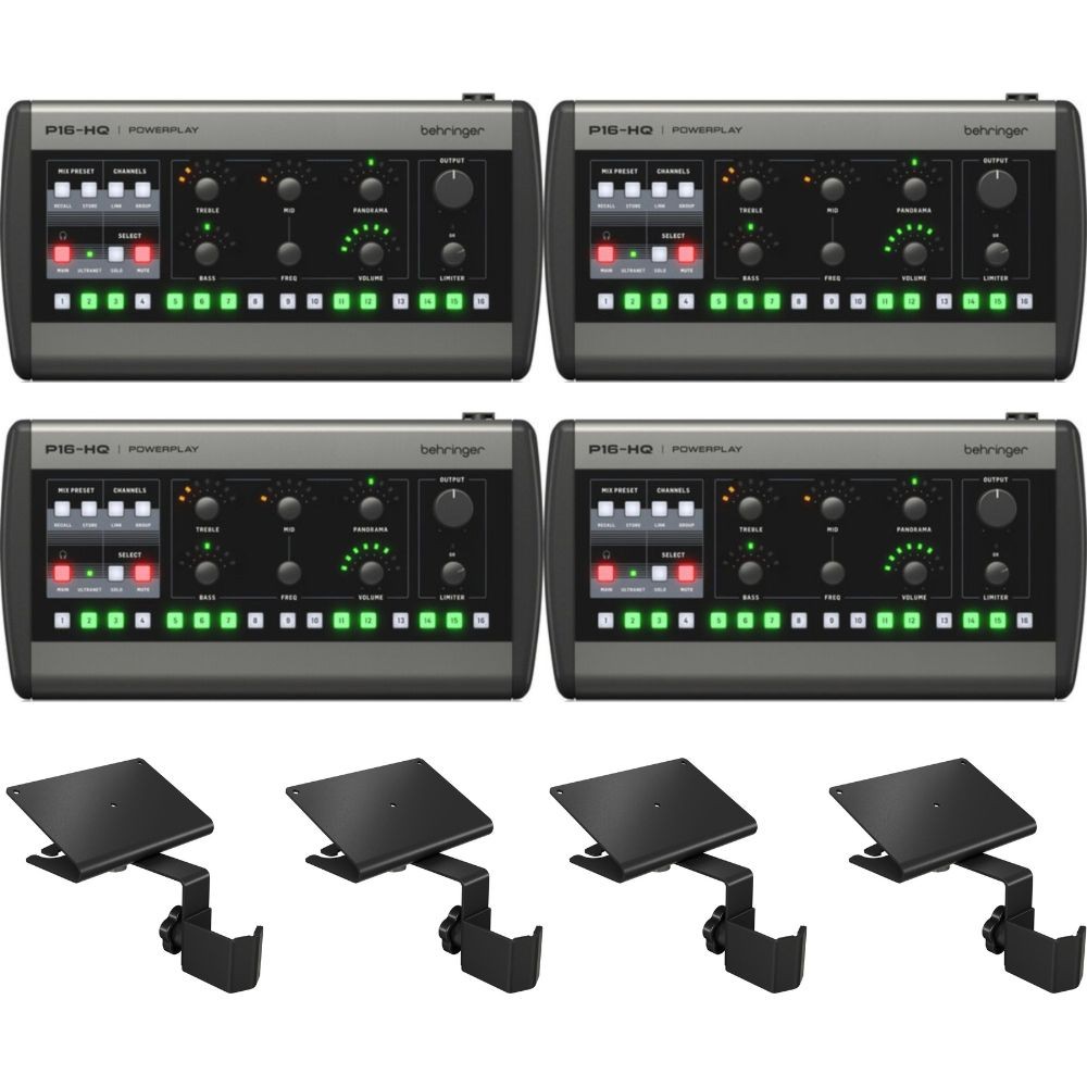 Behringer P16-HQ 16-Channel Mixer (4) w/ Mounting Bracket (4) Bundle