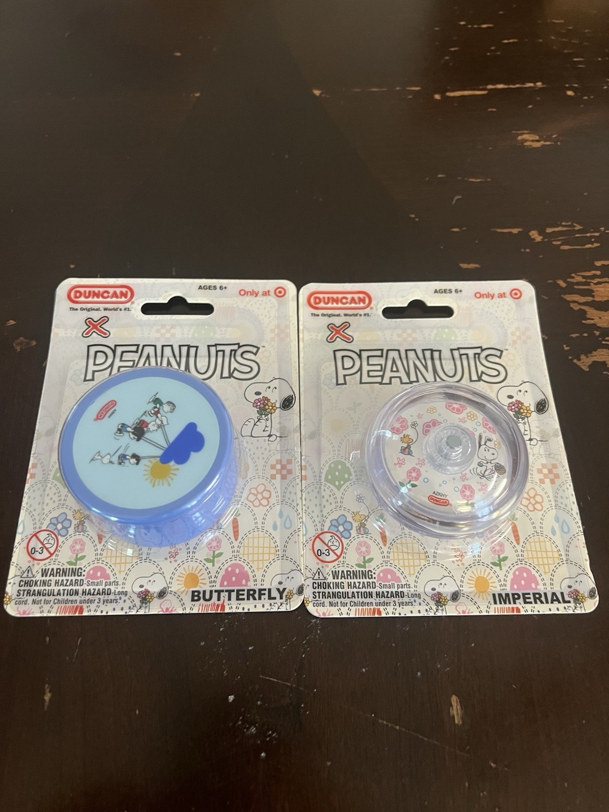 Lot Of 2 Peanuts Snoopy Duncan Yo-Yo Toy Butterfly & Imperial