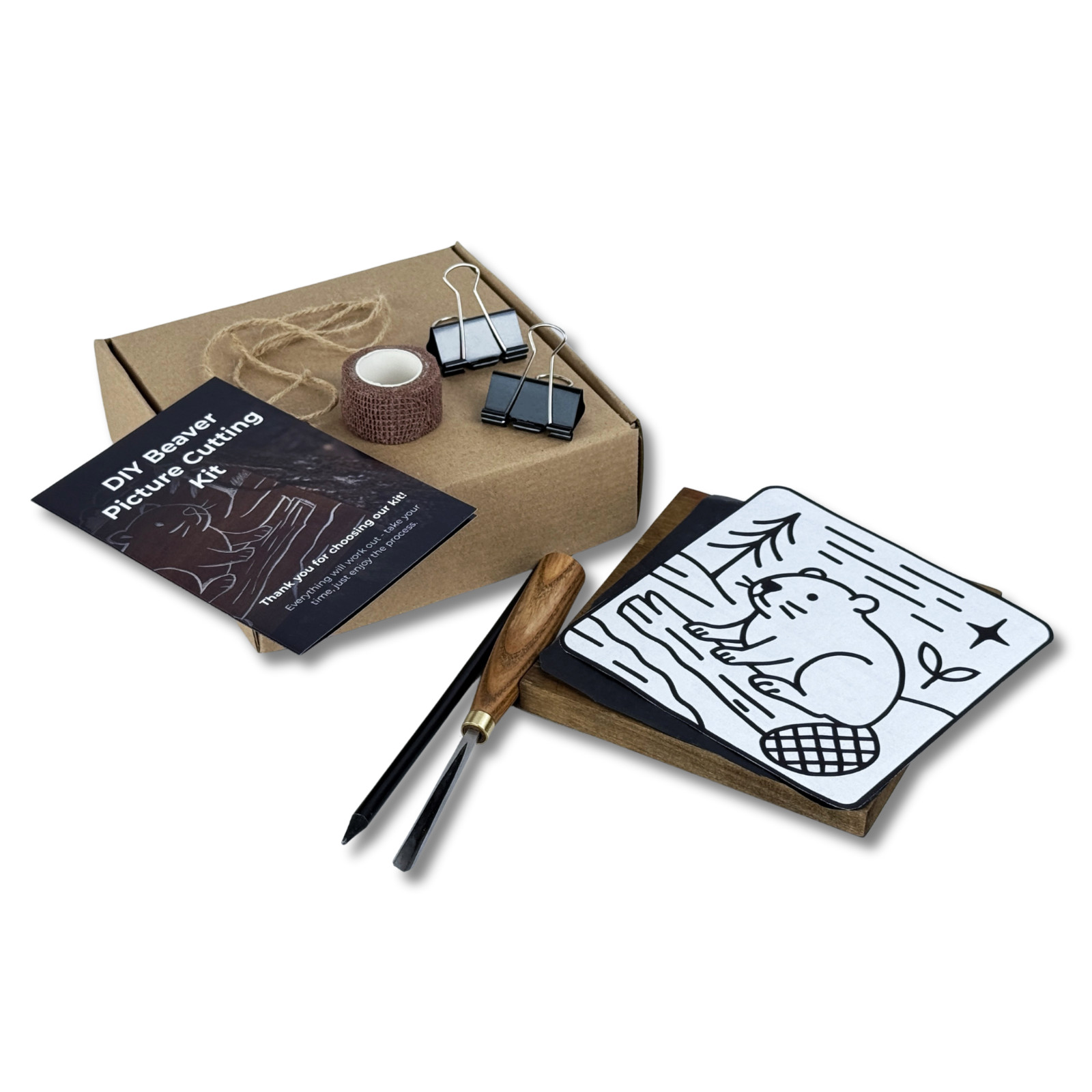 Beaver Wood Carving Kit for Beginners - DIY Wall Art Set with Video Tutorial