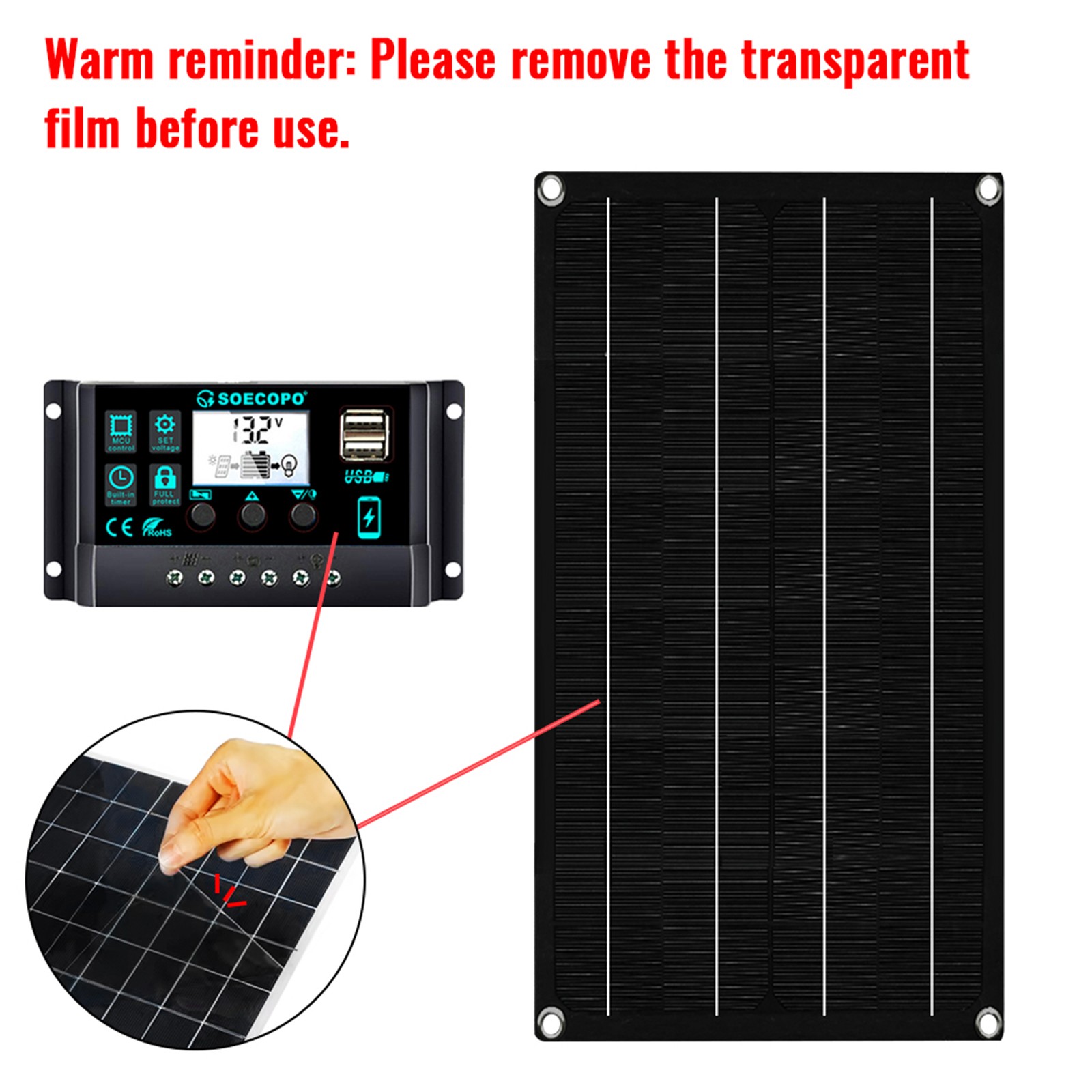 1600W Solar Panel Kit - 2 x800W + 100A Controller + Extension Cord Multi-Scene