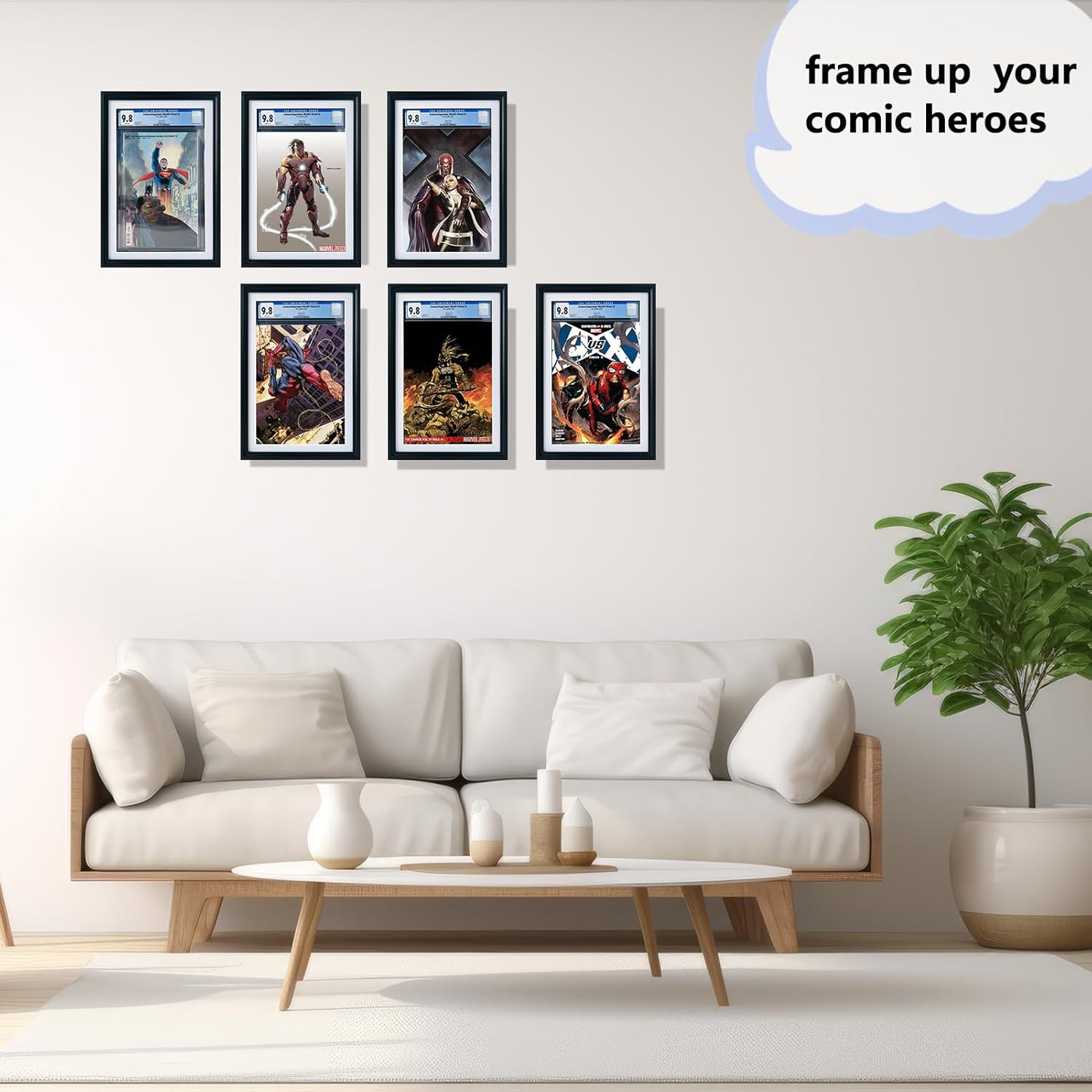 Single Graded Comic Book Frame for Standard CGC Graded Comic Books,Solid Wood (W