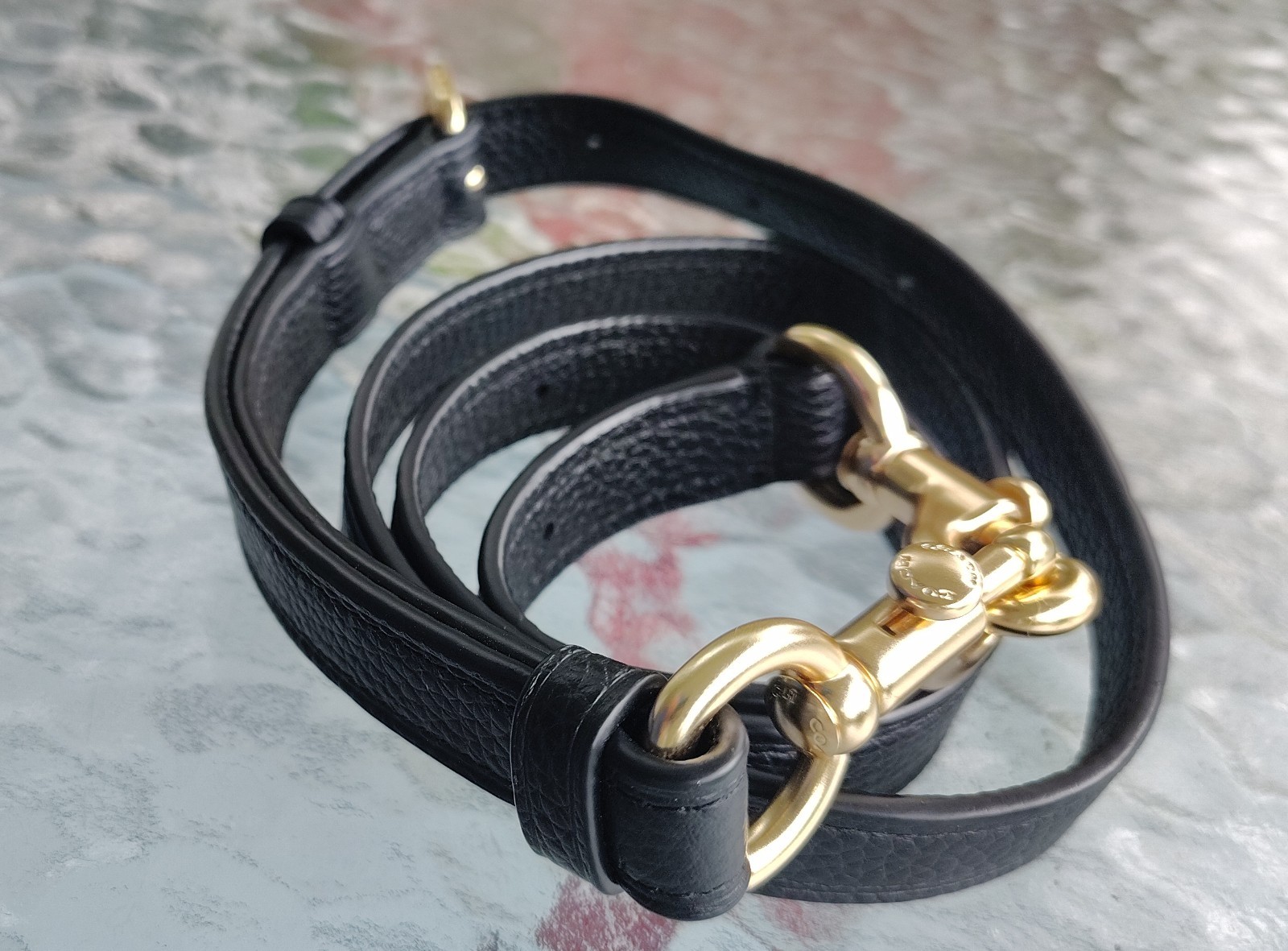 Coach Black Leather Strap Accessory 40" - 46" L x .5" W