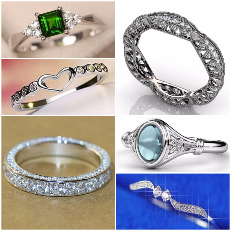 Fashion Women 925 Silver Filled Rings Anniversary Cubic Zircon Jewelry Sz 6-10