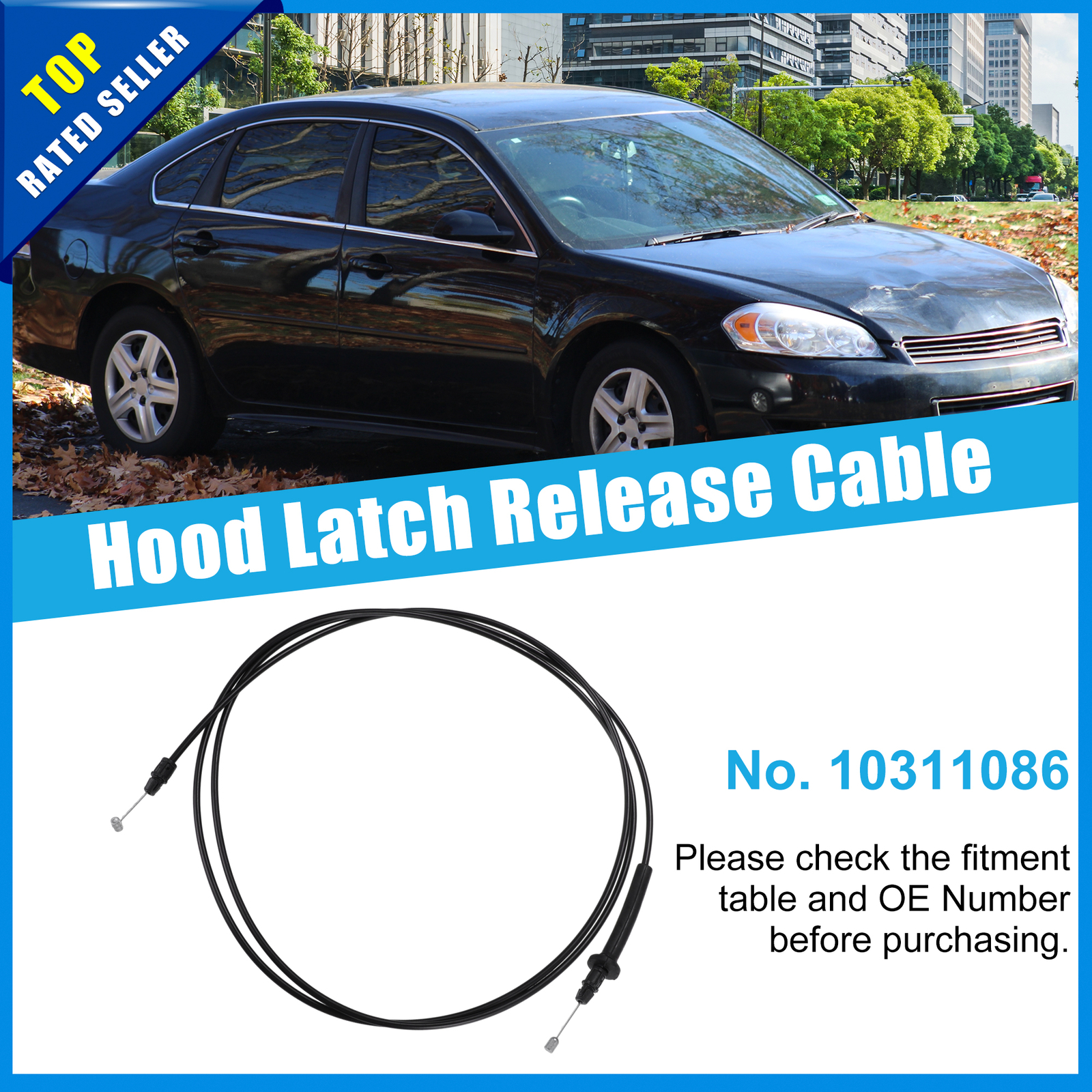 Pack of 1 For Chevy Impala Monte Carlo Lacrosse No.10311086 Hood Release Cable