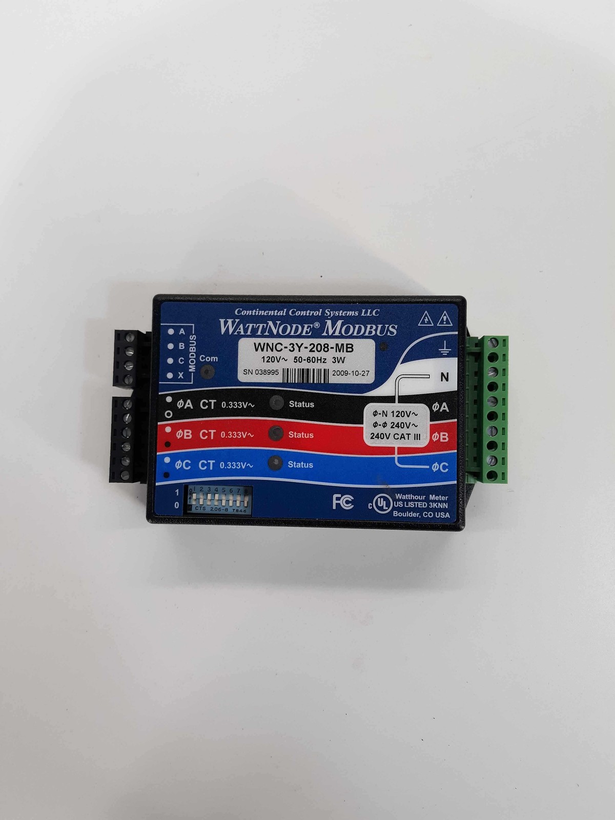 Continental Control Systems WNC-3Y-208-MB WattNode® Modbus Power Monitoring