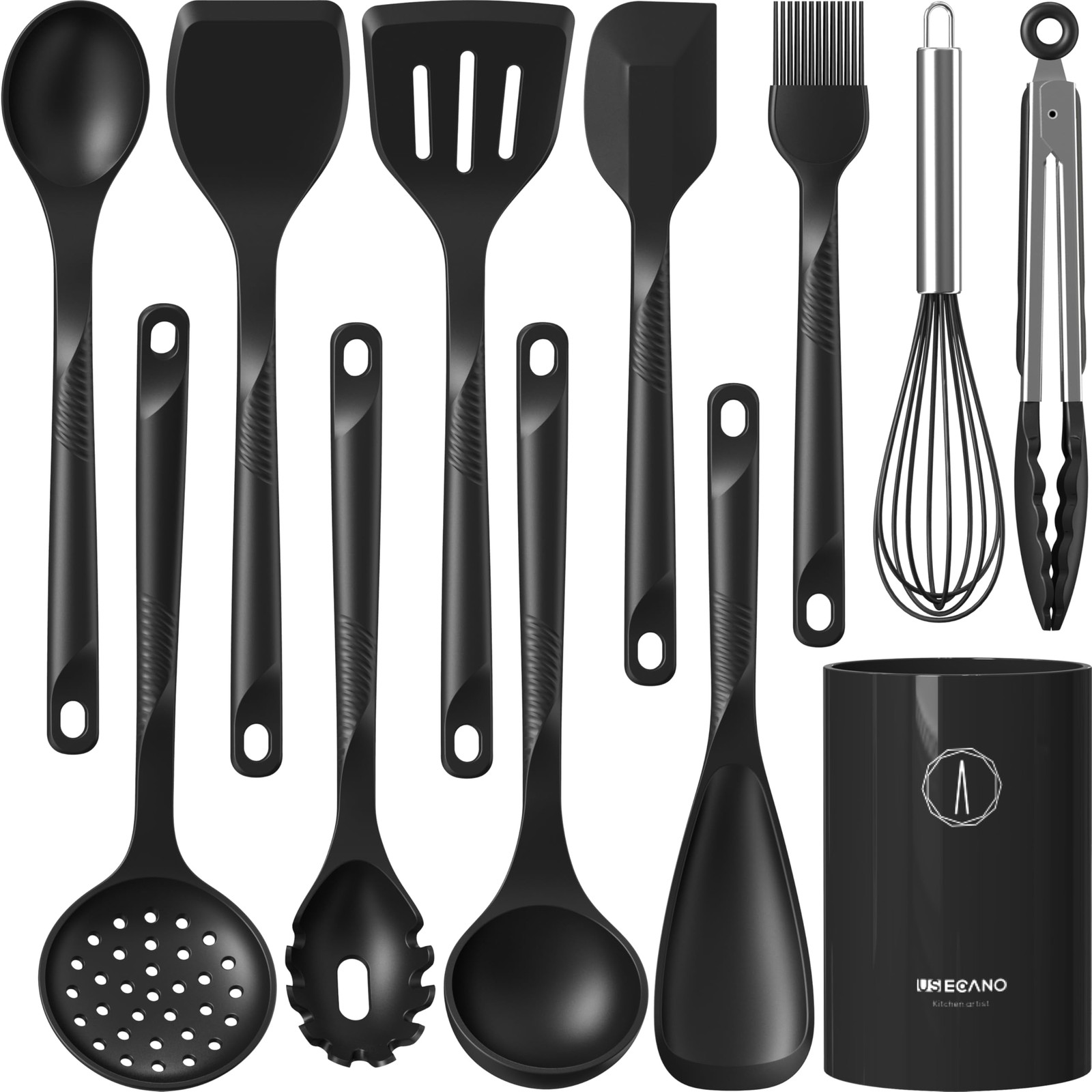 Silicone Cooking Utensils Set - 600°F Heat Resistant, Nonstick Kitchen Utensi...
