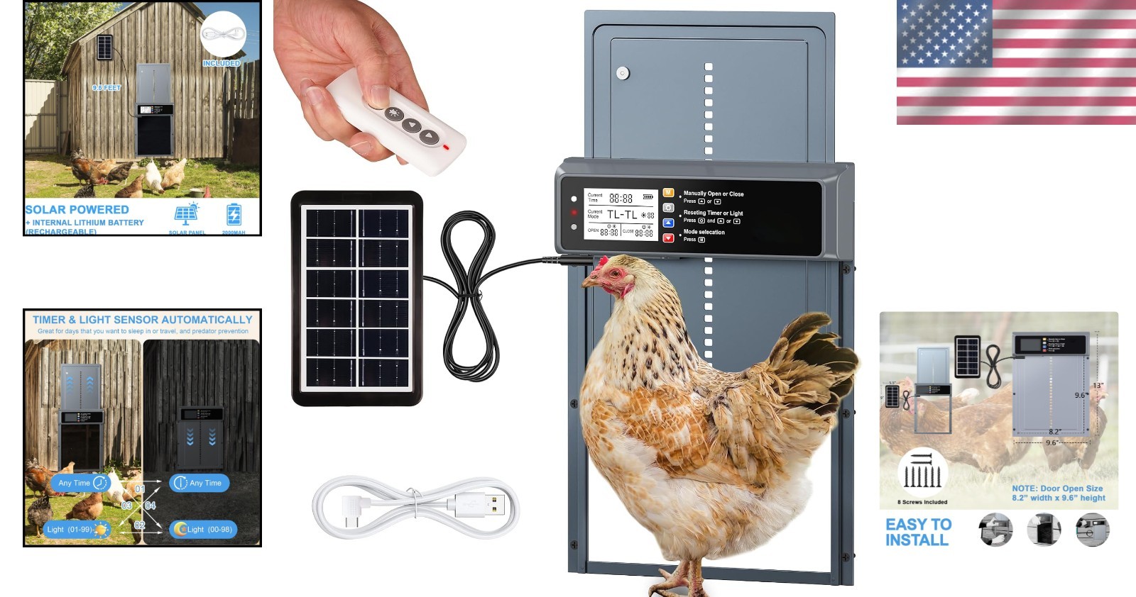 Smart Automatic Chicken Door with Timer, Remote Control & Anti-Pinch Safety
