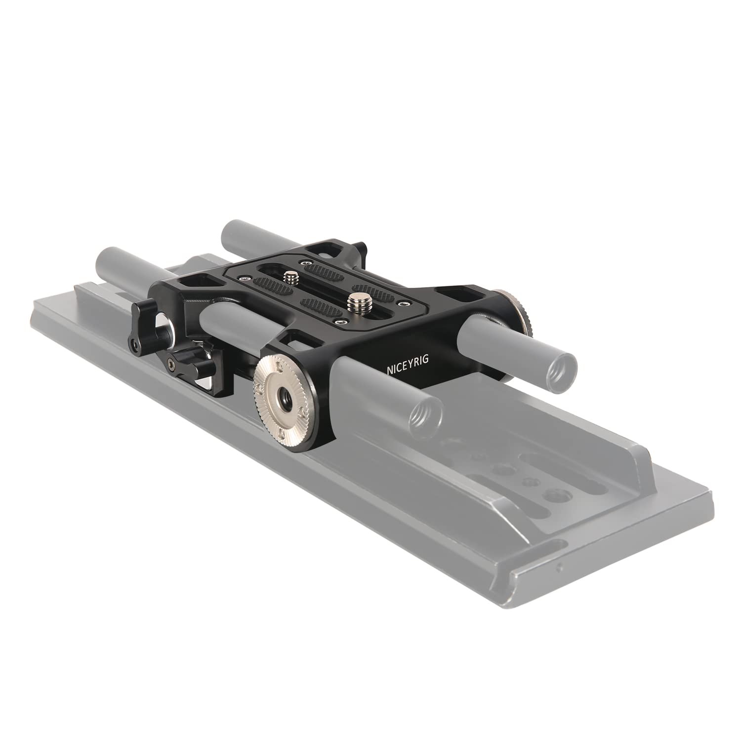 NICEYRIG Rosette Mount 15mm Rod Basic Base Plate for ARRI Dovetail, Black
