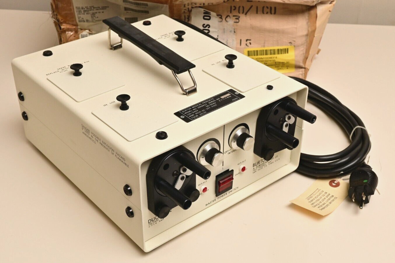 Burton Medical Products Duolume Dual Endoscope Lamp Supply NOS $10k Mil Surplus