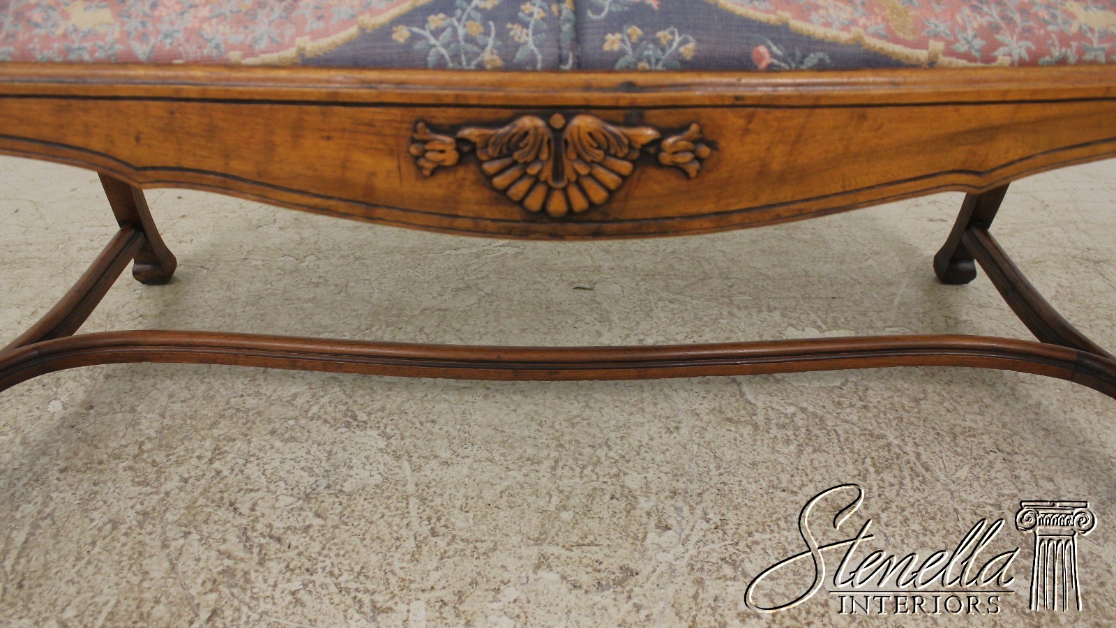 57032: English Queen Anne Walnut Double Back Settee