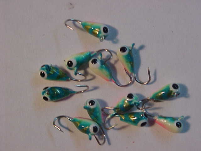 12 NEW TUNGSTEN PANFISHING JIGS BLUEGILL  panfish ICE FISHING GLO JIG SIZE 16