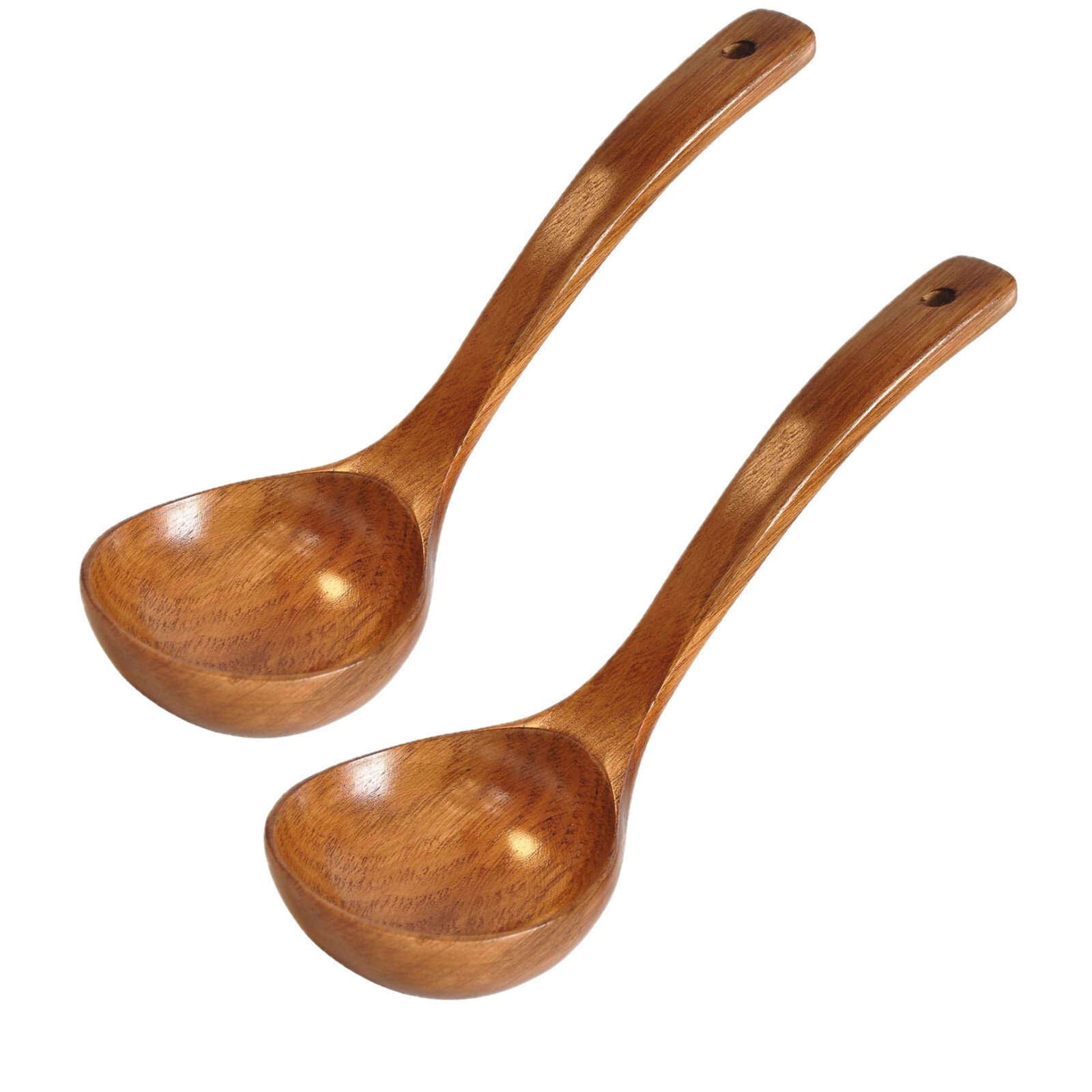 PACK OF 2  Kitchen Wooden Long Handle Ladle Soup Ladle, Long Handle Wooden Spoon