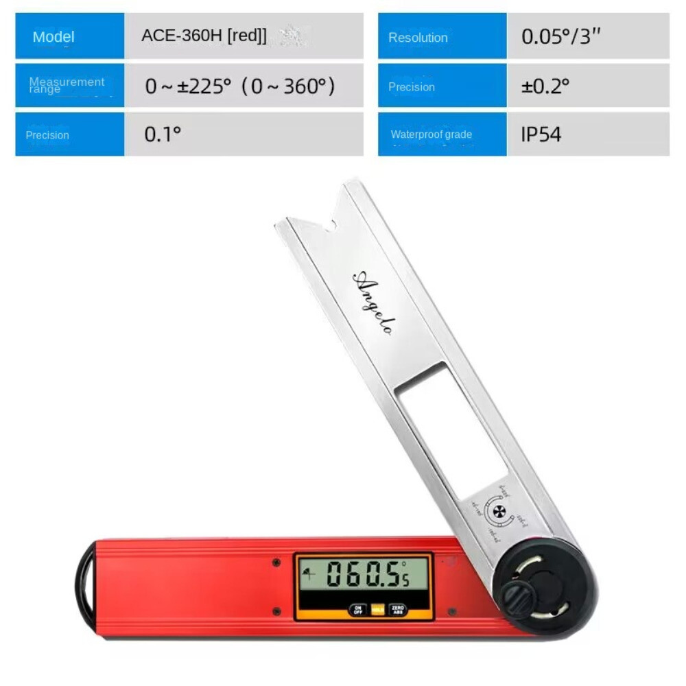 10" 360 ° Rotation Angle Digital Protractor Tool Waterproof Analog Quadrant New