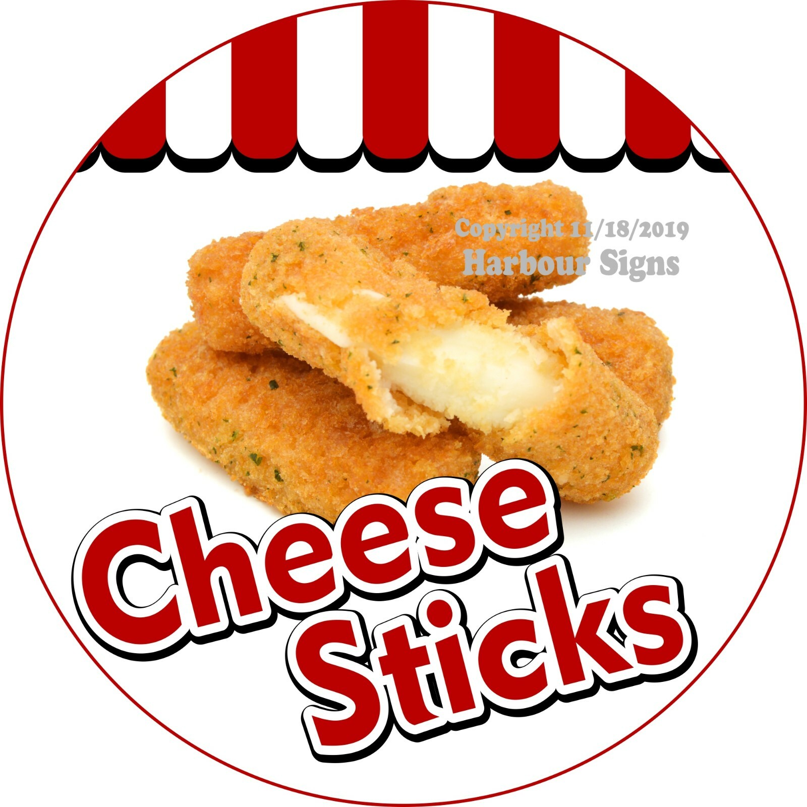 Cheese Sticks DECAL (Choose Your Size) Concession Food Truck Circle Sticker