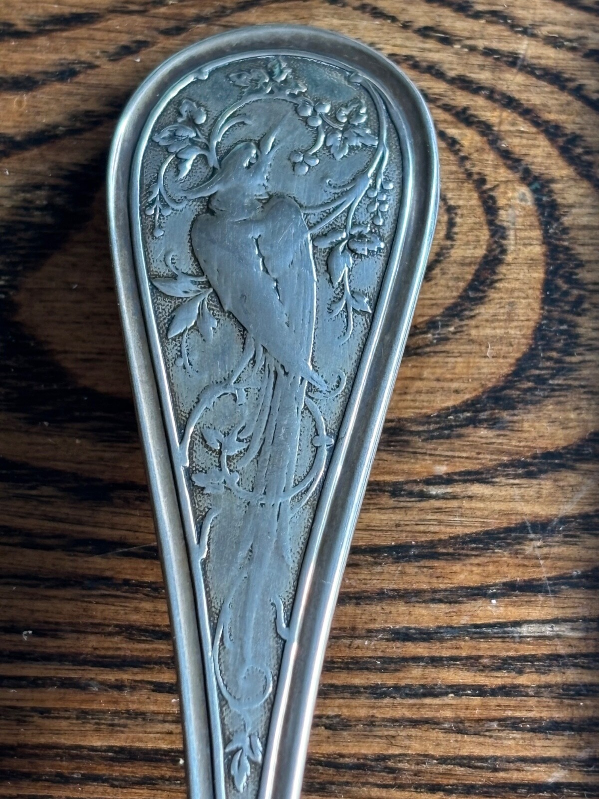 John Wendt Bird Tiffany Audubon 1870s sterling silver Serving Table Spoon 8.5”