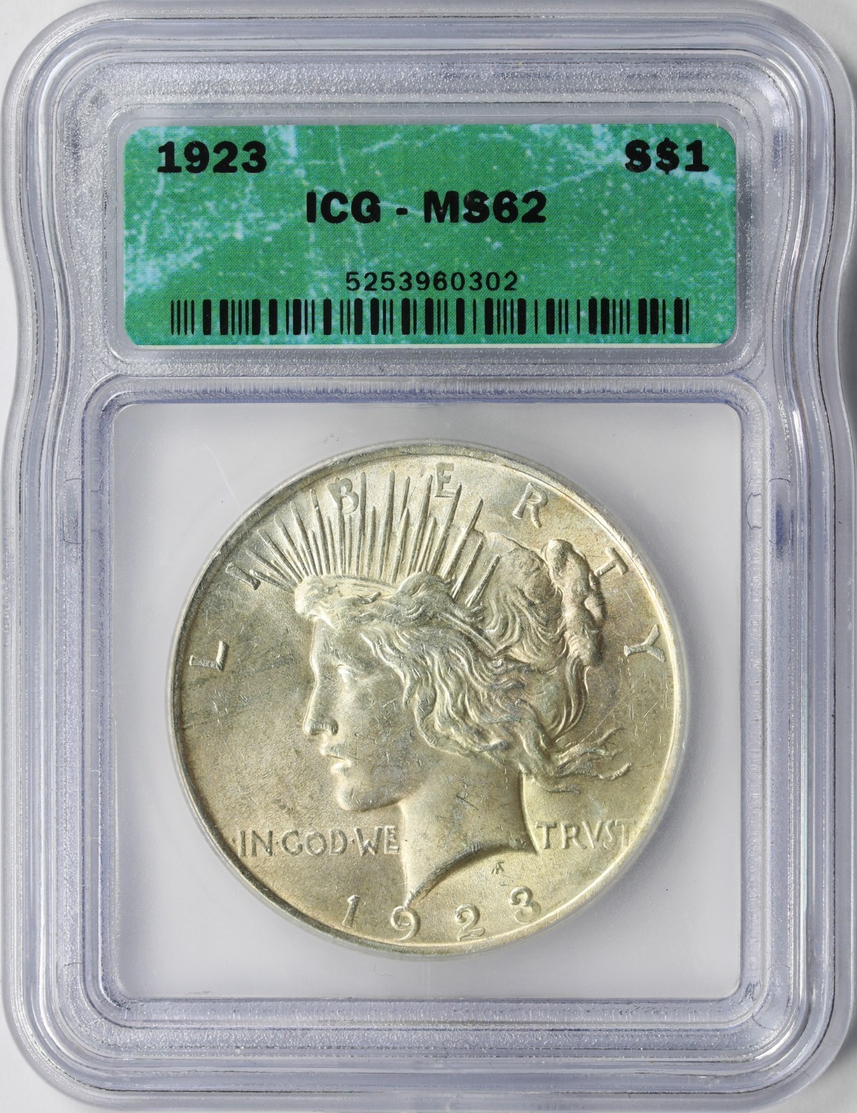 1923 $1 Peace Silver Dollar ICG MS62 Choice Uncirculated