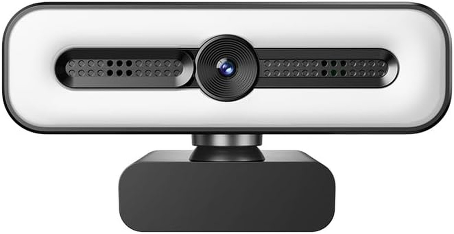 4K UHD Ring Light Webcam for PC, 1080P Web Camera with Dual AI Noise-Cancelling