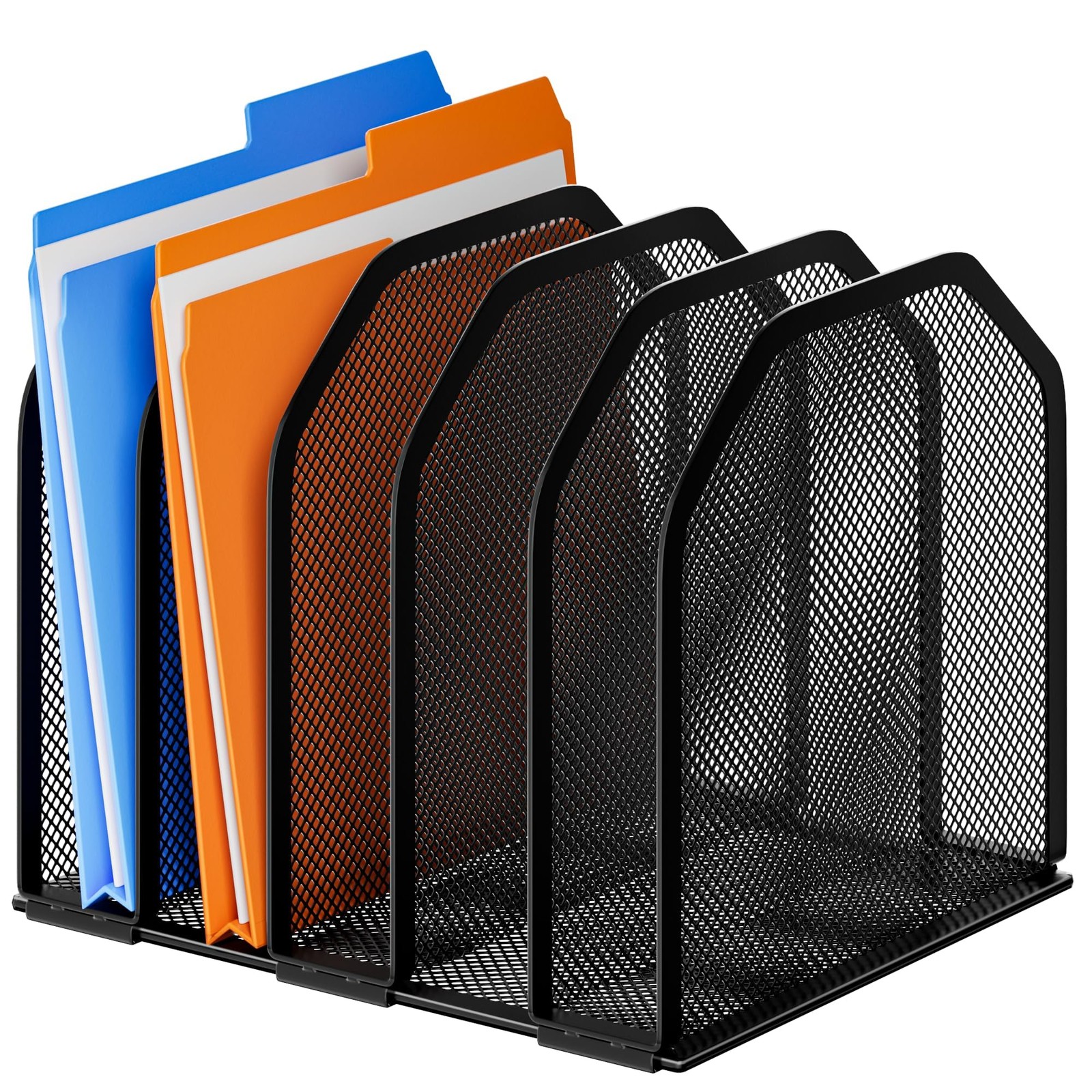 Desk File Organizer, Adjustable 5 Sections Upright Desktop Organizer File Sor...