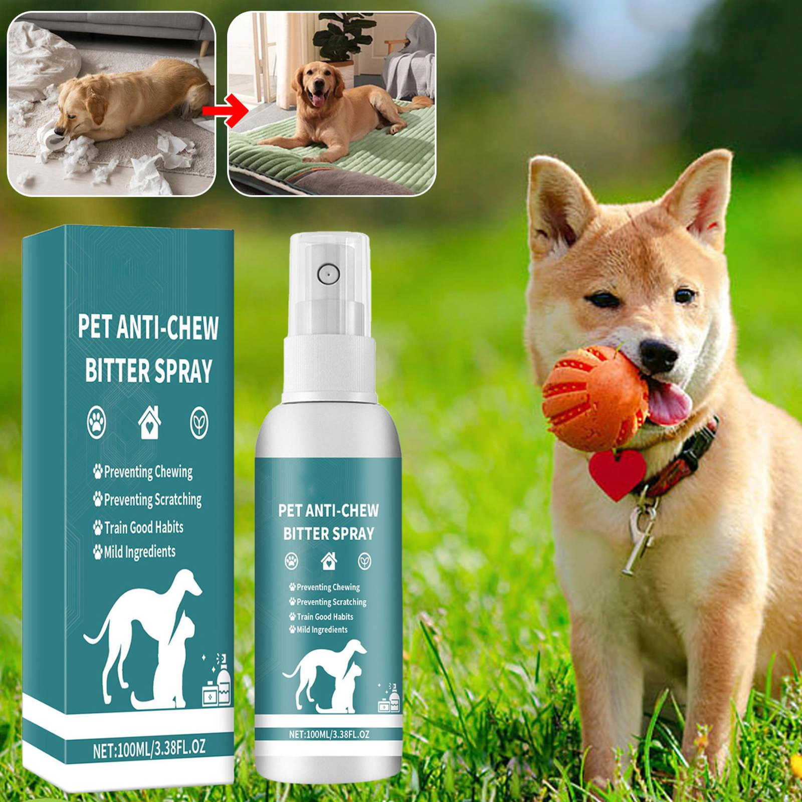 for Pet Stop Chewing Behavior Corrector Training Aid for Dog & Cat Bitter Spray
