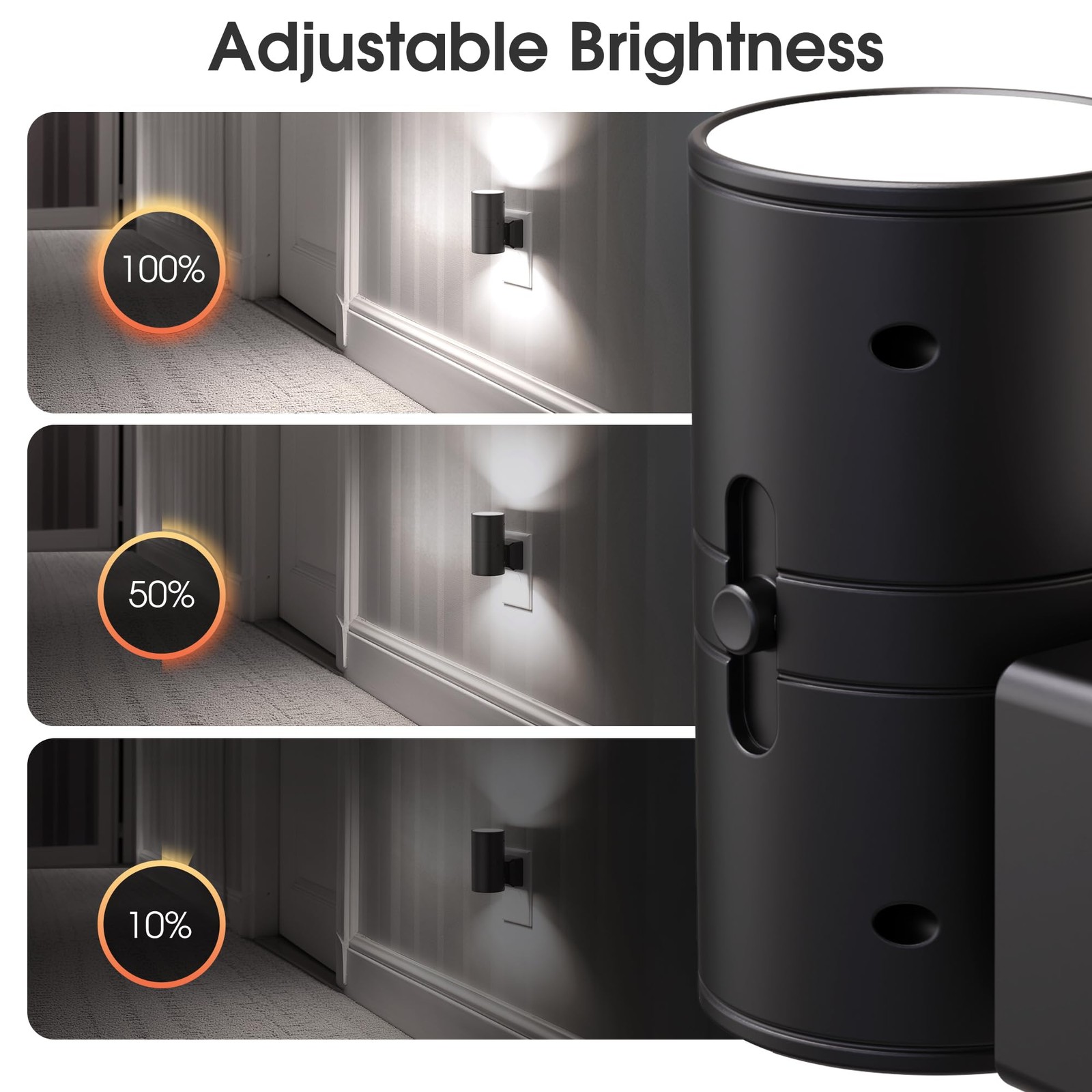 Briignite Night Lights Plug into Wall, Modern LED 2 Pack, Black-5000K