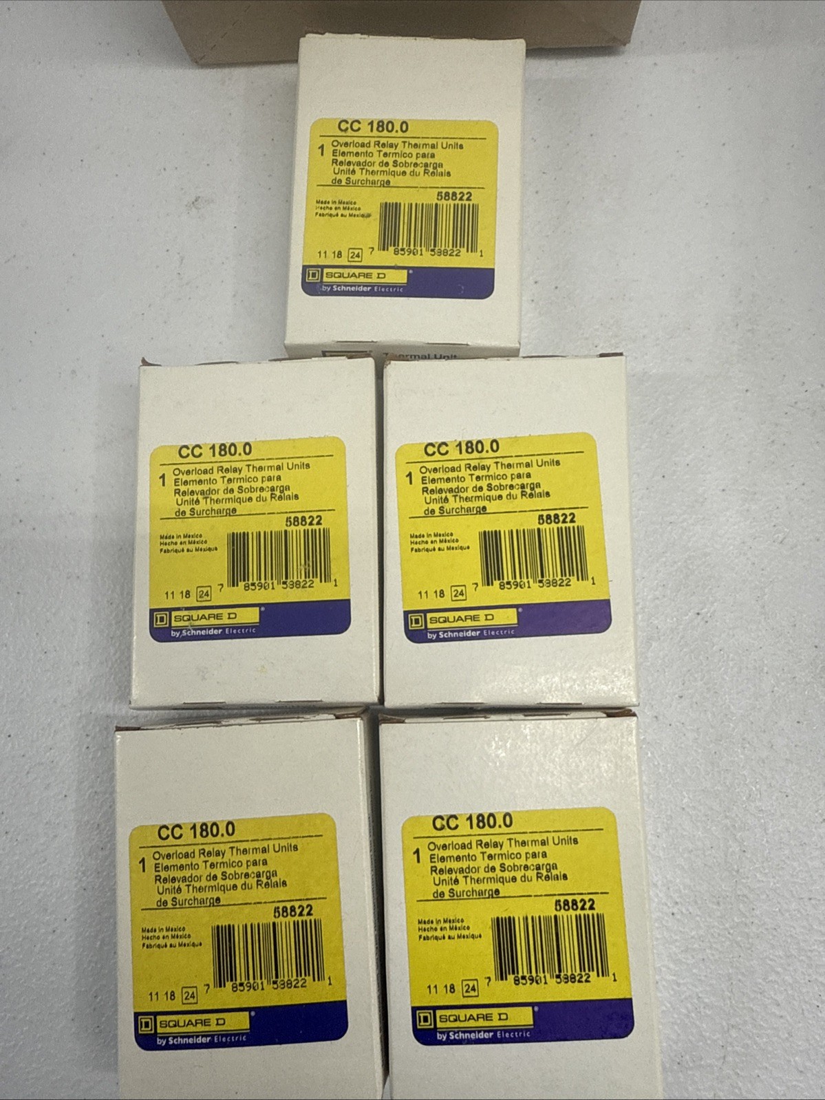 Lot 5 SQUARE D OVERLOAD RELAY THERMAL UNIT CC180.0 (NEW)