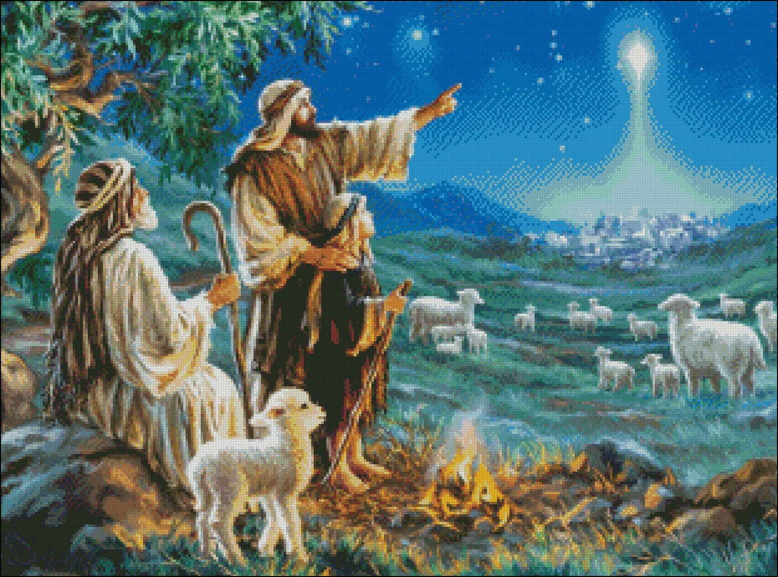 Shepherd's a Field - DIY Chart Counted Cross Stitch Patterns Needlework DMC