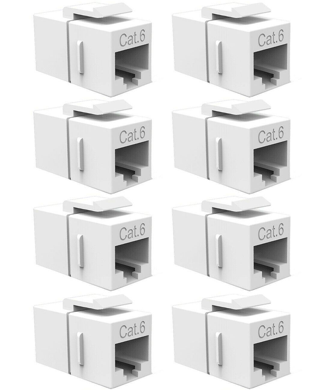 8x CAT6 Keystone Ethernet RJ45 Network Coupler Cable Wall Plate Extender White