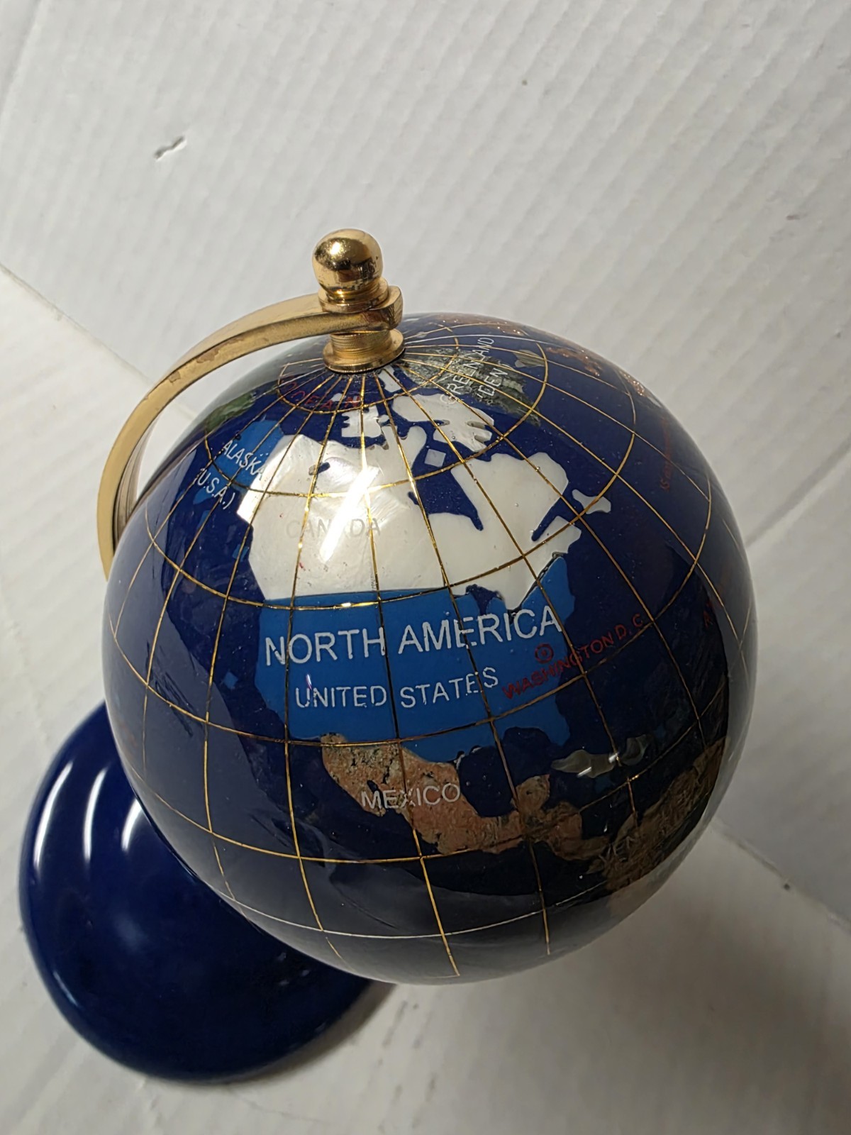 * Blue Lapis World Globe on Stand, 6" globe