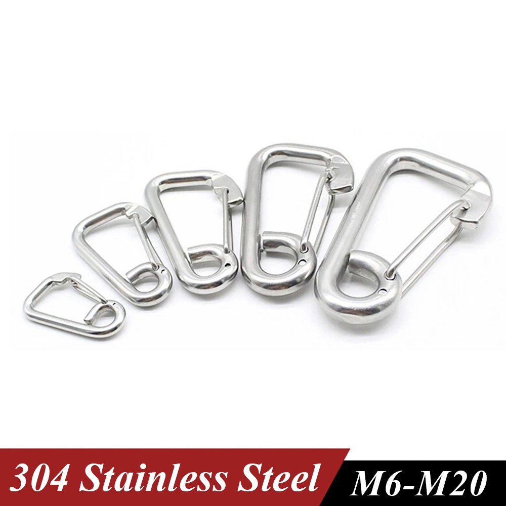 Spring Snap Hook 304 Stainless Steel Simple Spring Buckle Carabiner M6-M20
