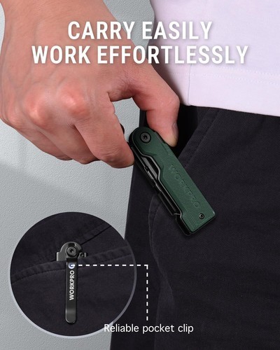 WORKPRO Folding Utility Knife with 10 Extra SK5 Blades EDC Razor Sharp Knife USA