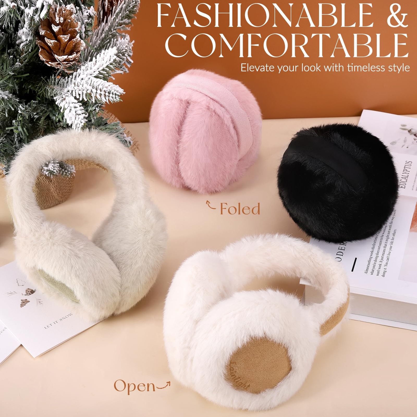 Winter Women Faux Fur Ear Muff Warm Foldable Cute Fuzzy Headband Accessory