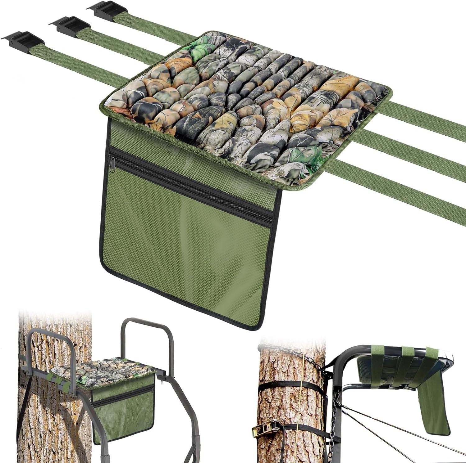 Tree Stand Seat Replacement W/ Pocket Universal Memory Foam Hunting Seat Cushion