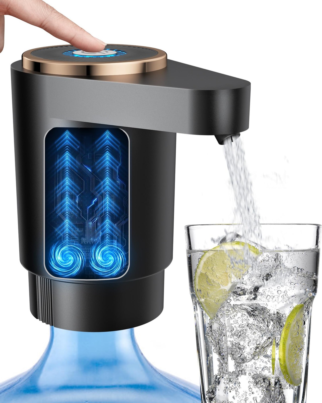 Water Jug Pump for 5 Gallon Bottle – Portable Electric USB-C Black