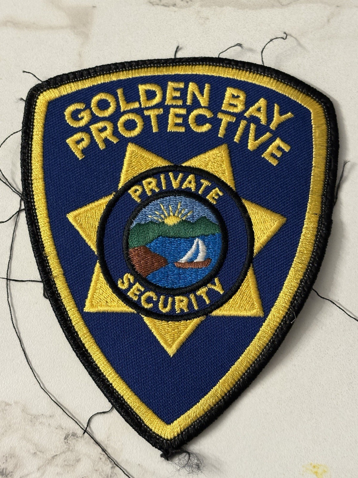 RARE🇺🇸VINTAGE”GOLDEN BAY”S.F.BAY AREA PROTECTIVE PRIVATE SECURITY PATCH LQQK