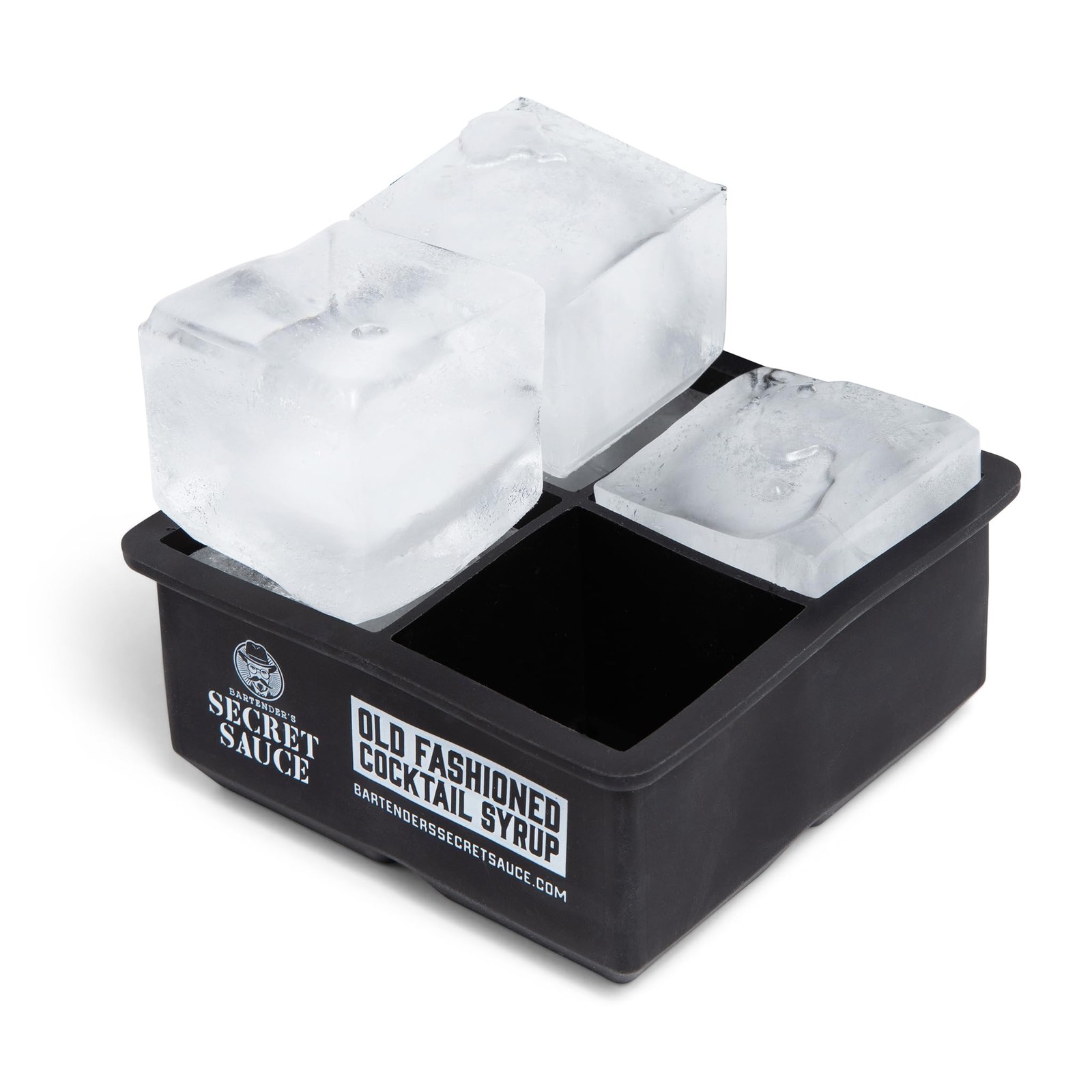 Bartender’s Secret Sauce Large 2”x2” Ice Cube Mold – 4.5 inches x 2, Black