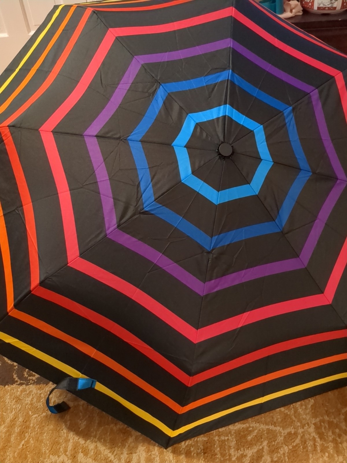 Candy Stripe TRAVEL UMBRELLA W/ Cover Multi-Color Rainbow