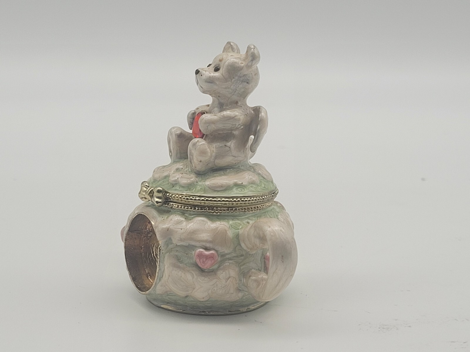 Teddy bear sitting on a teapot Trinket Box