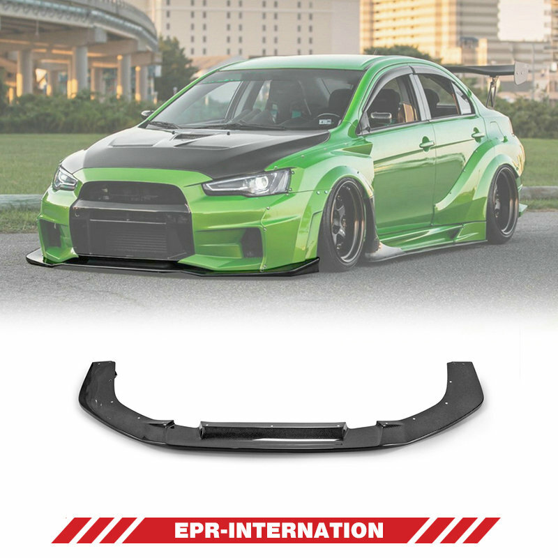 Carbon Fiber Glossy For MITSUBISHI EVO 10 VR2 Wide Style Front Bumper Lip kits