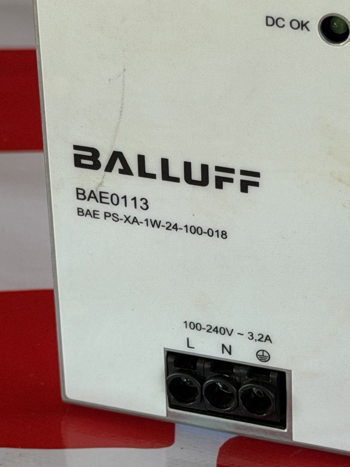 Balluff BAE0113, BAE PS-XA-1W-24-100-018 Power Supply, 100-240VAC