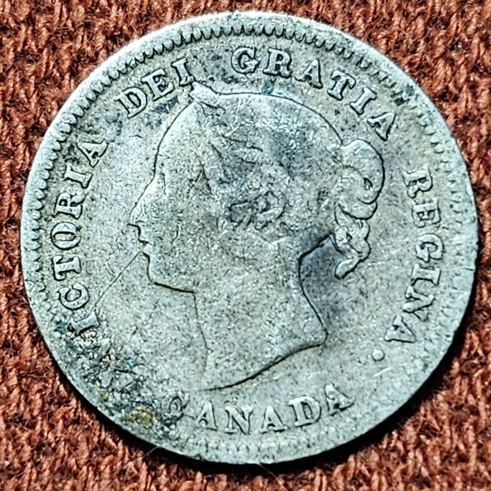 1881 H Canada 5 Cents Victoria Silver Coin G/VG Details KM#2